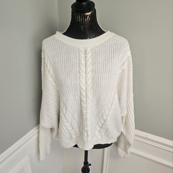 Tommy Hilfiger Cable Knit Sweater Oversized Cropped Xl - Picture 11 of 11